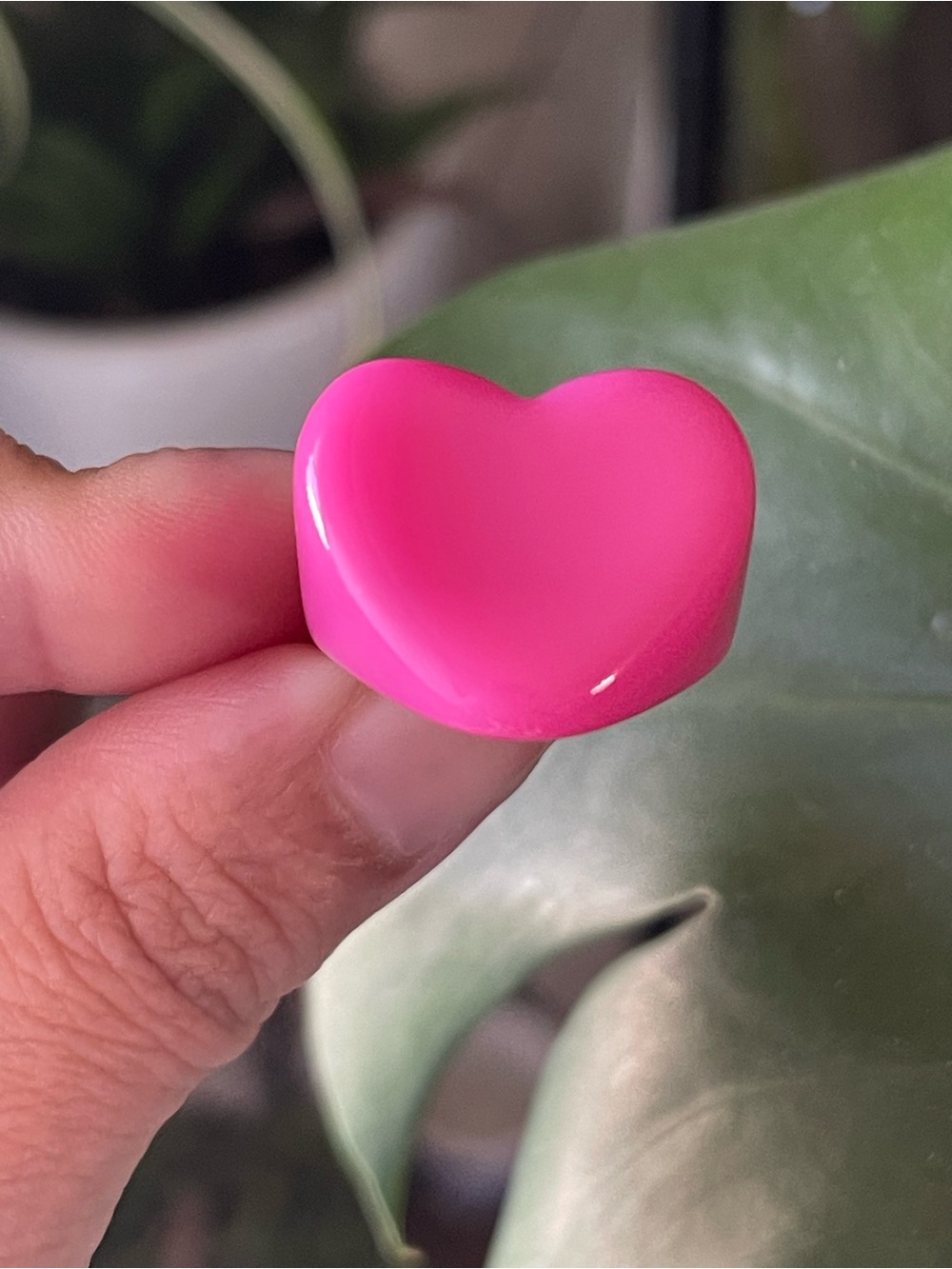 Pink Heart Resin Statement Ring